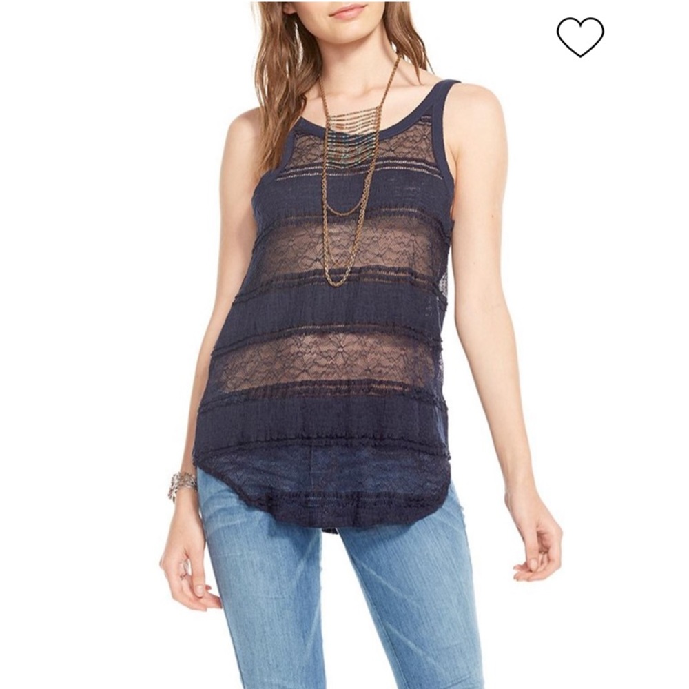 CHASER NAVY LACE SCOOP-BACK TANK S